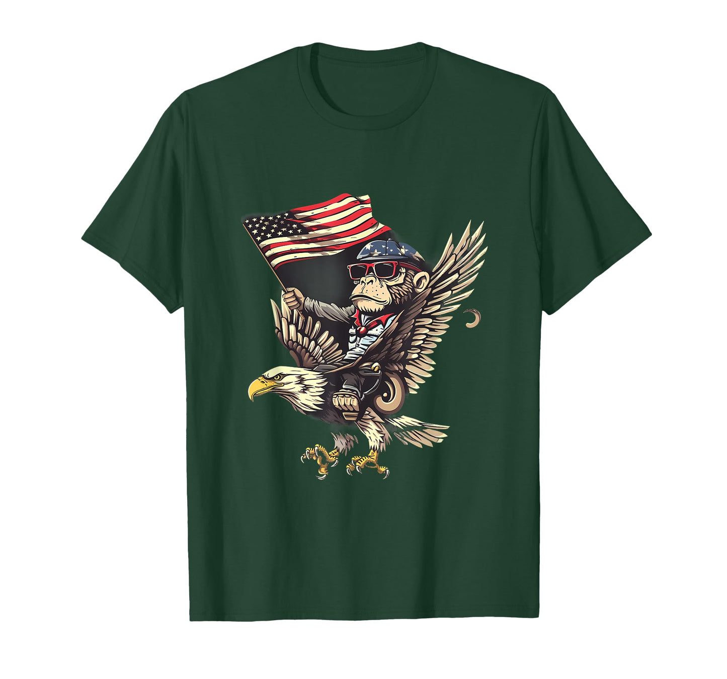 4th Of July Monkey Bald Eagle USA Fourth Of July America T-Shirt