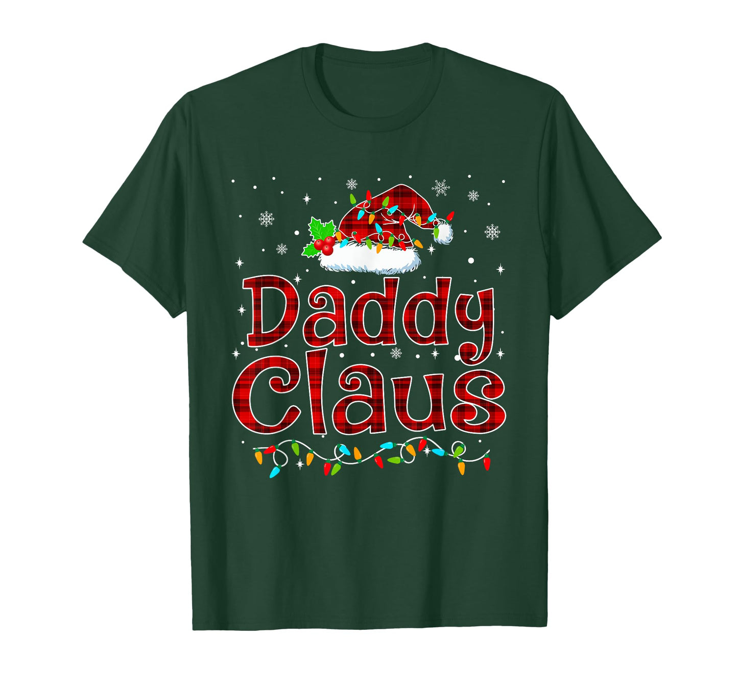 Daddy Claus Christmas Pajama Matching Family Xmas Lights T-Shirt