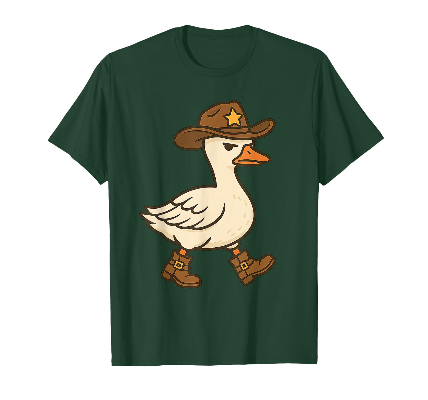 Cowboy Sheriff Duck Funny Western Boots Patrol Goose Humor T-Shirt