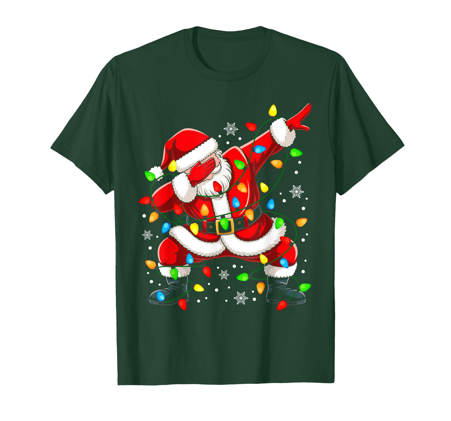 Boys Santa Shirt For Kids Toddler Funny Christmas Lights T-Shirt