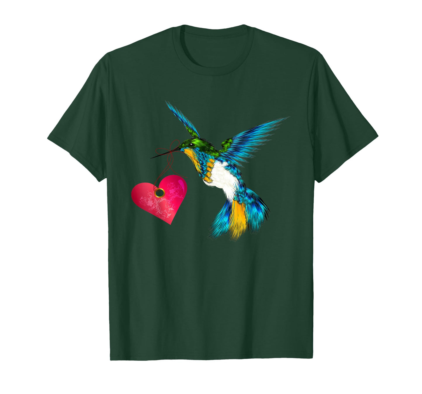 Cute Hummingbird With Heart Bird Lover Design Art Gift T-Shirt