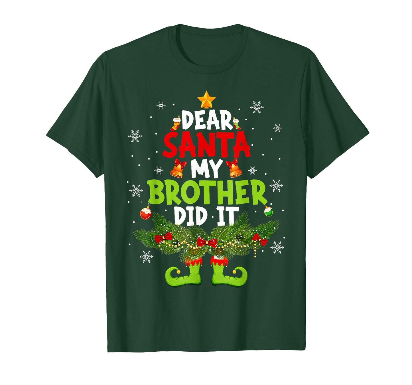 Dear Santa My Brother Did It ELF Matching Christmas Kids T-Shirt