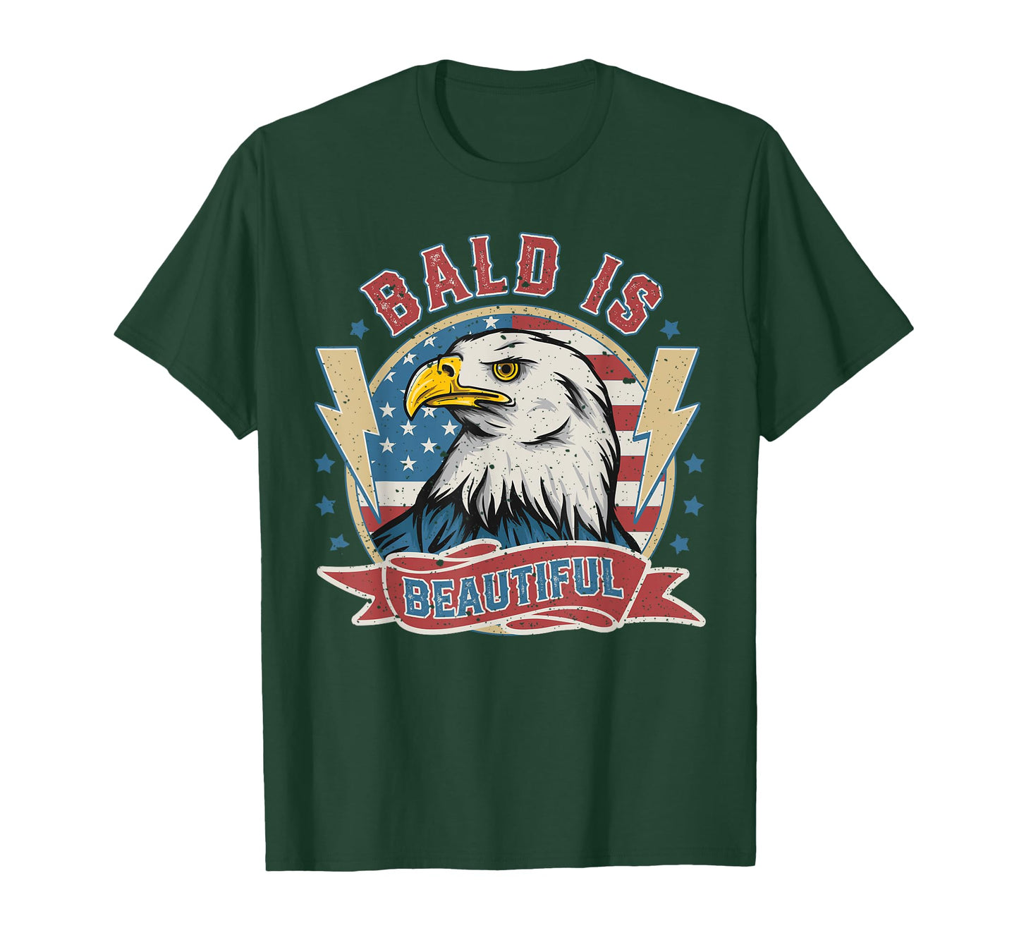 Bald Is Beautiful 4th of July Independence Day Bald Eagle T-Shirt