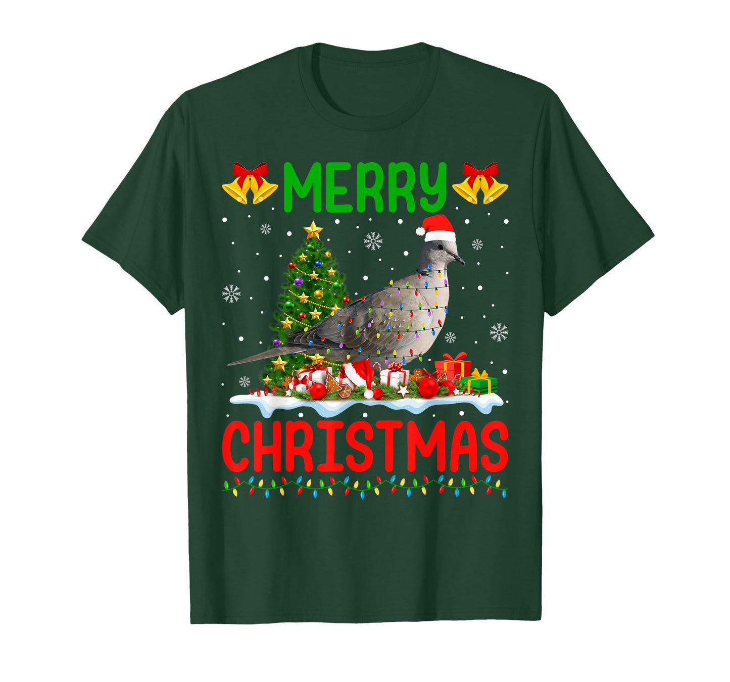Xmas Dove Bird Lighting Santa Merry Christmas Mourning Dove T-Shirt