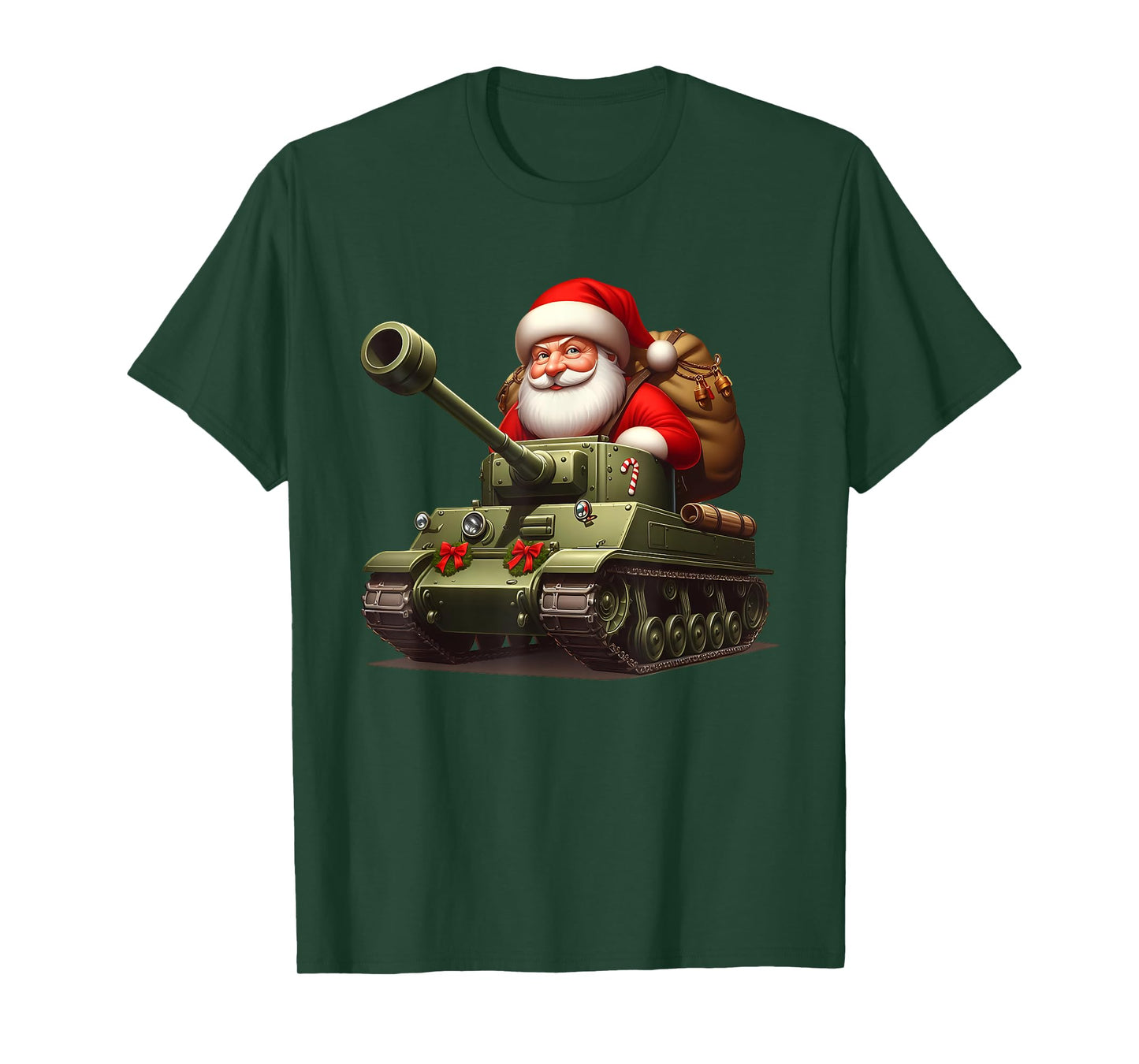 Christmas Santa On A Military Tank, Xmas Tank T-Shirt