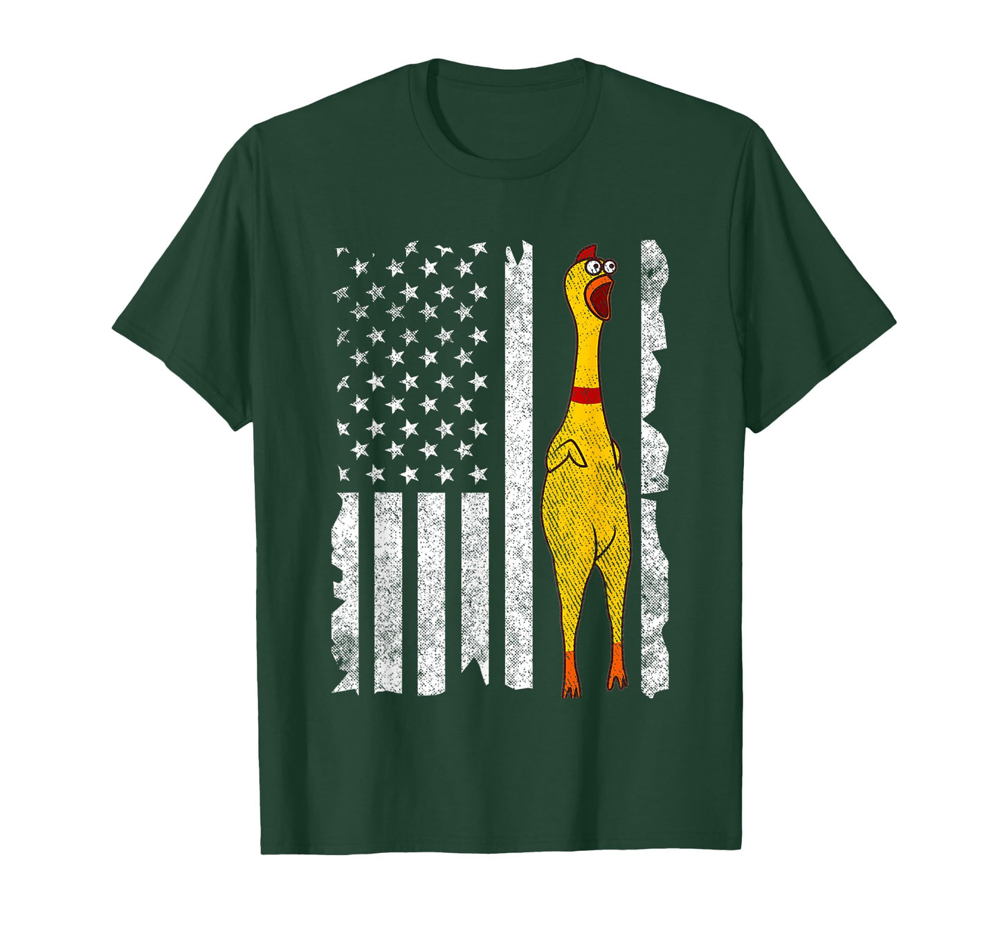 Funny Rubber Chicken Vintage American US Flag Men & Women T-Shirt