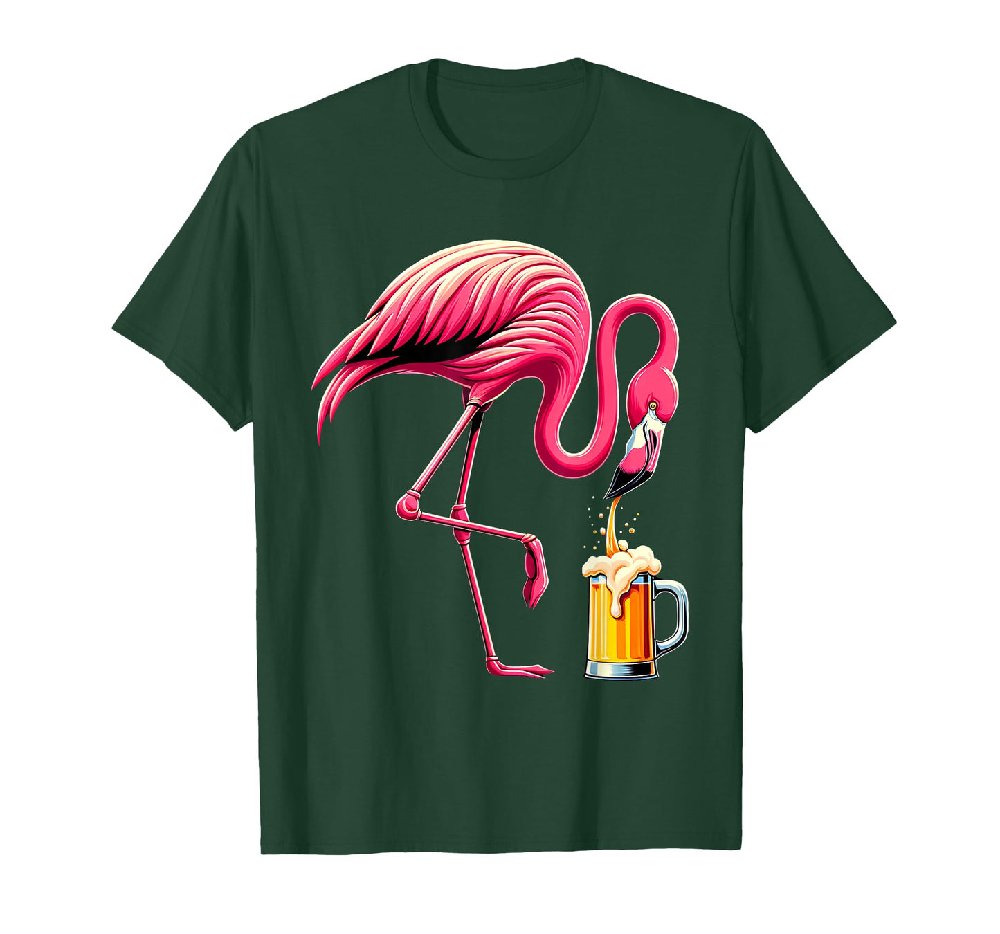 Funny Flamingo Drinking Beer Party Flamingo Lover Womens T-Shirt