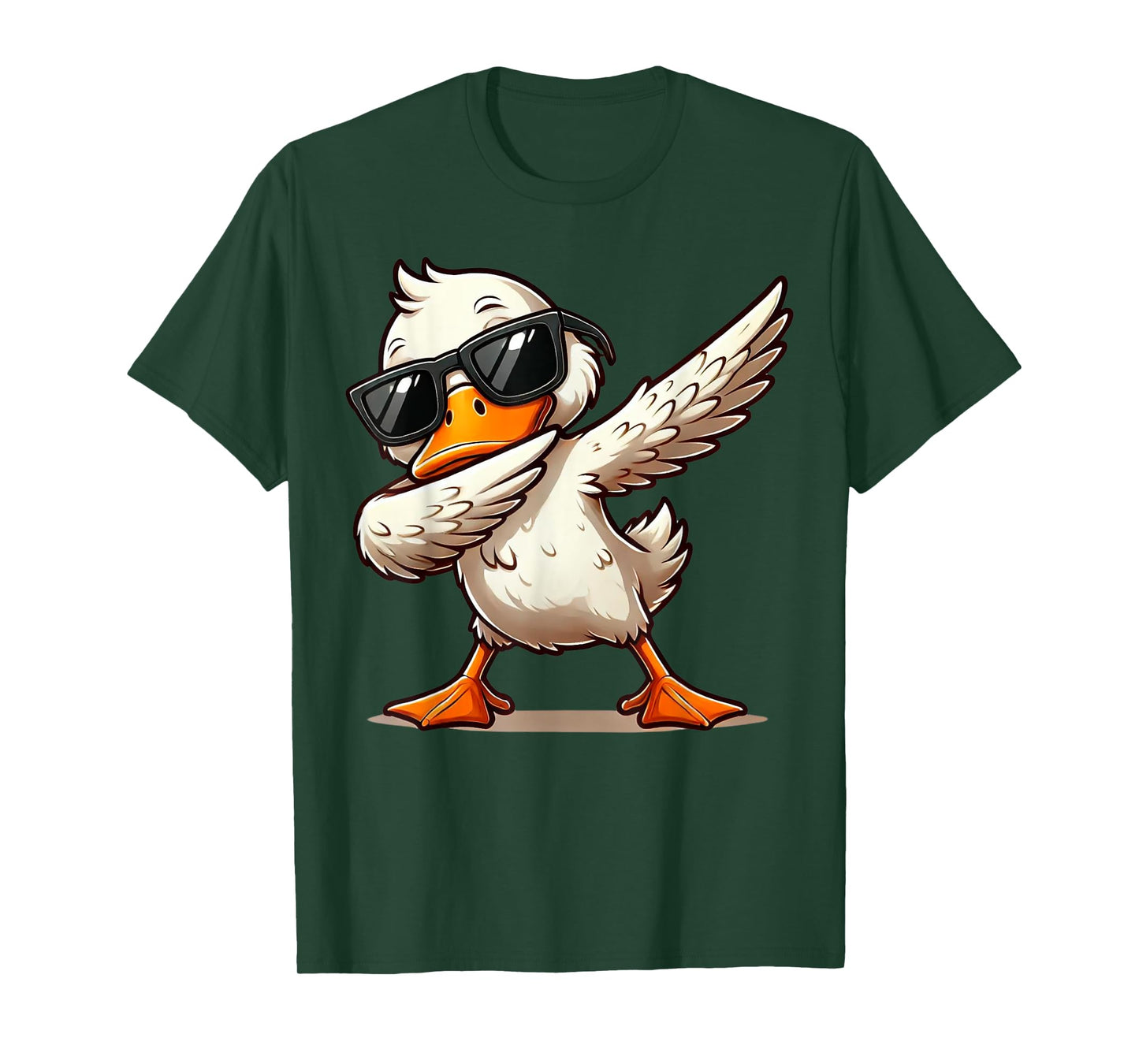 Quirky Bird Designs BY TEERA Dabbing Duck with Sunglasses Funny Cartoon Graphic T-Shirt