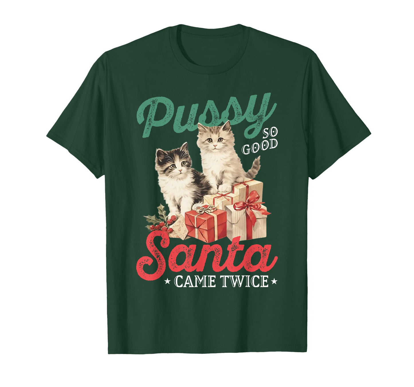 Cat Pussy So Good Santa Came Twice T-Shirt
