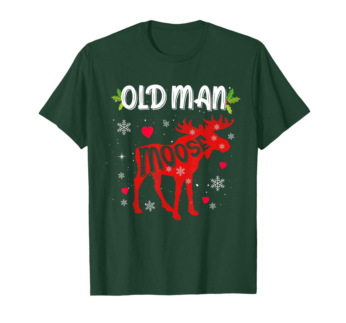 Old Man Moose Heart Christmas Family Matching Xmas Pajamas T-Shirt