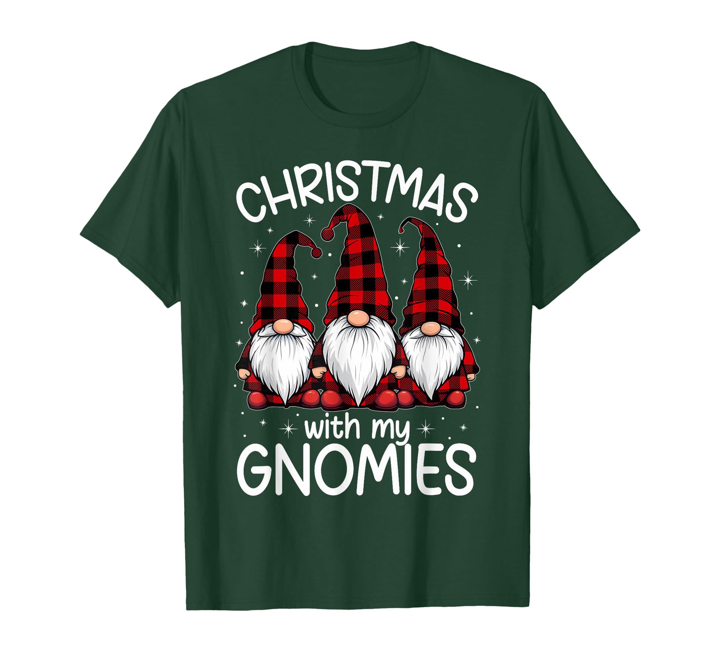 Christmas With My Gnomies Xmas Family Gnome Red Black Plaid T-Shirt