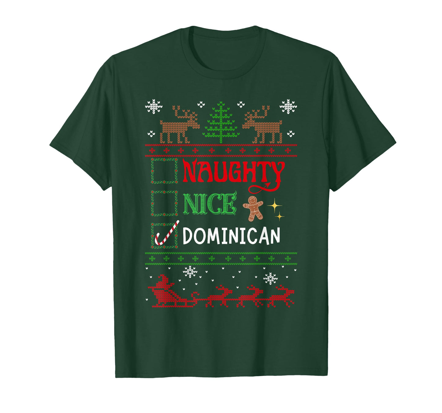 Funny Xmas Nice Naughty List Christmas Dominican Heritage T-Shirt