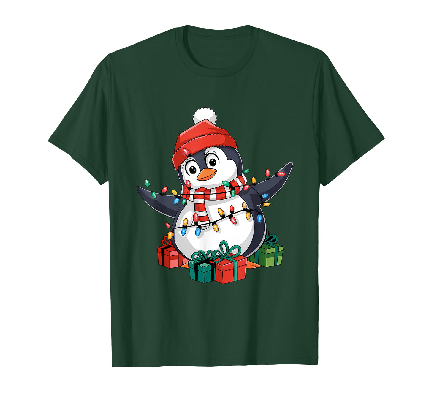 Penguin Santa Lights Christmas - Penguin Lover T-Shirt