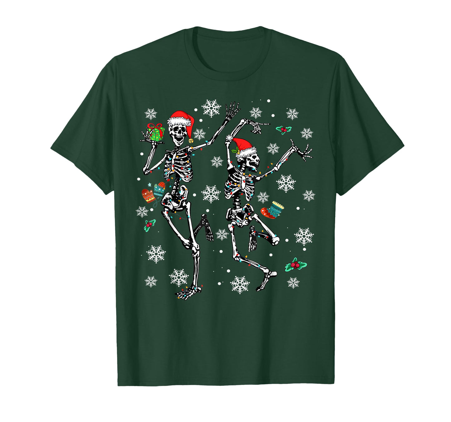 Xmas Tree Christmas Lights Christmas Skeleton Dancing T-Shirt