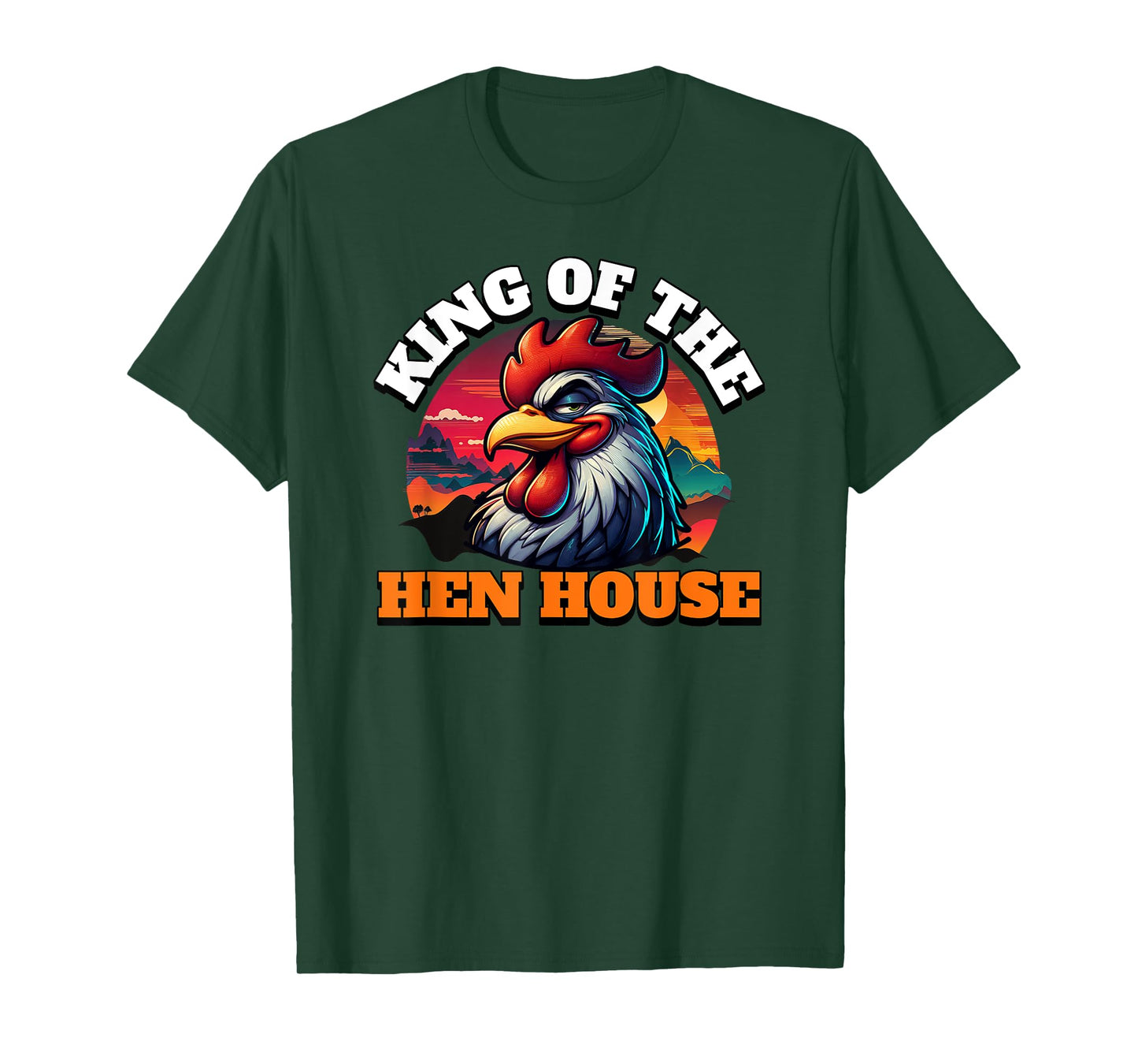 ArtisticRaccoon Funny Rooster King Of The Hen House T-Shirt - Black, Small, Unisex-Adult, Short Sleeve, T-Shirt