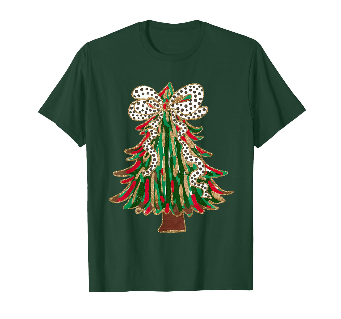 Funny Christmas Outfit for Men Women Kids Christmas Tree Coquette Bow Xmas Pajamas Womens Teens Girls T-Shirt