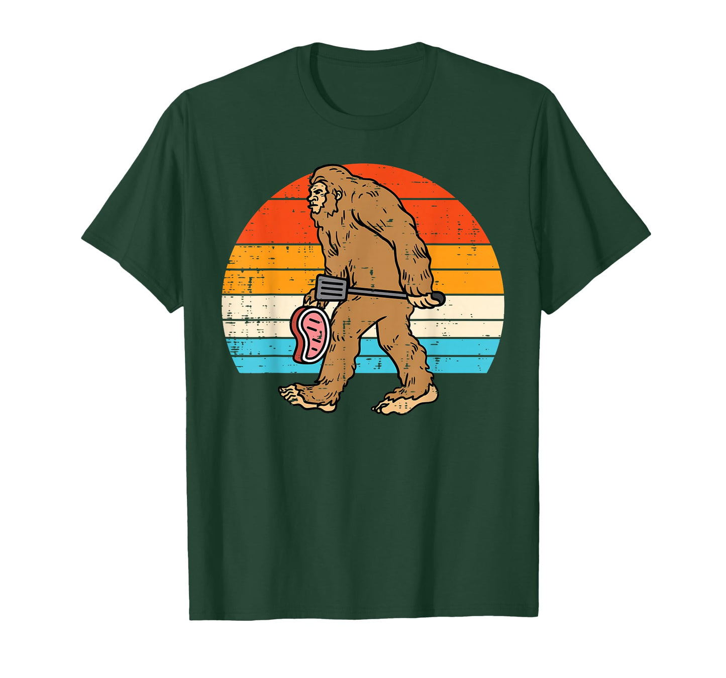 Bigfoot Sasquatch Bbq Retro Barbecue Grilling Men Women Kids T-Shirt