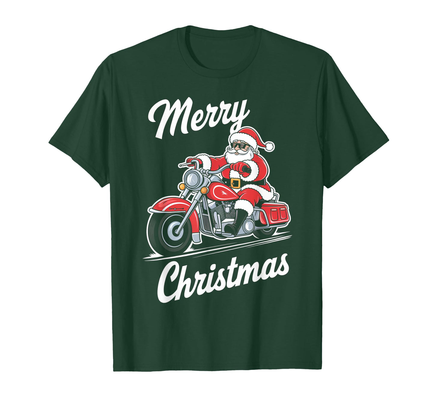 Merry Christmas Santa Riding Motorcycle Biker Lover Xmas T-Shirt