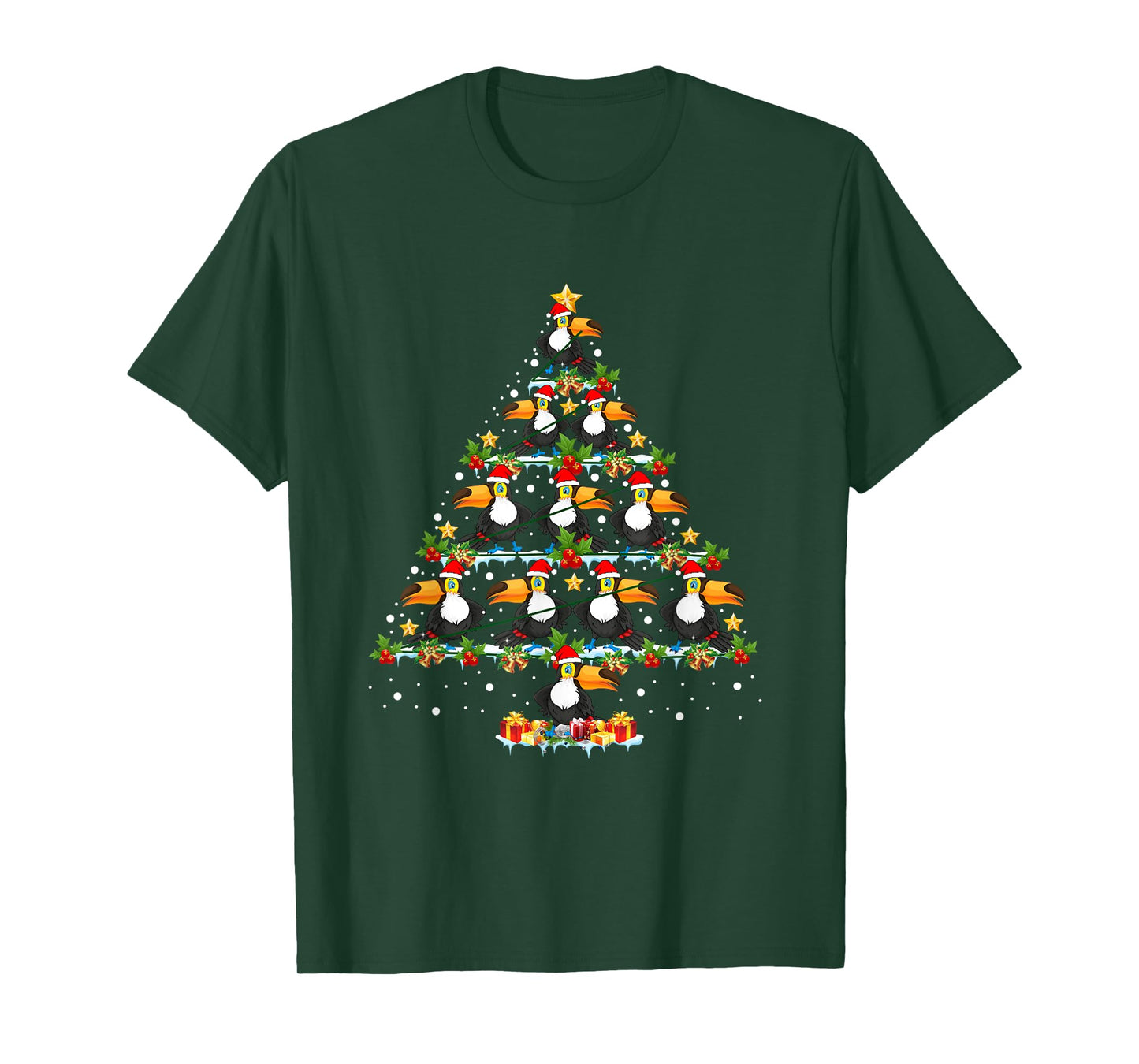 Toucan Bird Lover Xmas Tree Santa Hat Toucan Christmas Tree T-Shirt