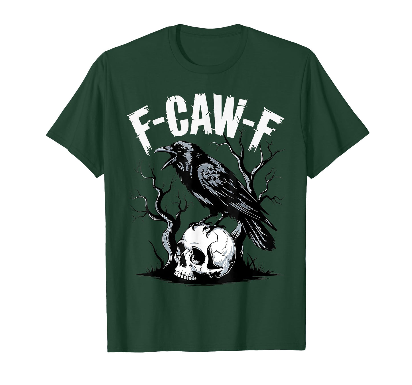 Black Crow F-Caw-F Funny Black Bird Skull Adult Humor T-Shirt