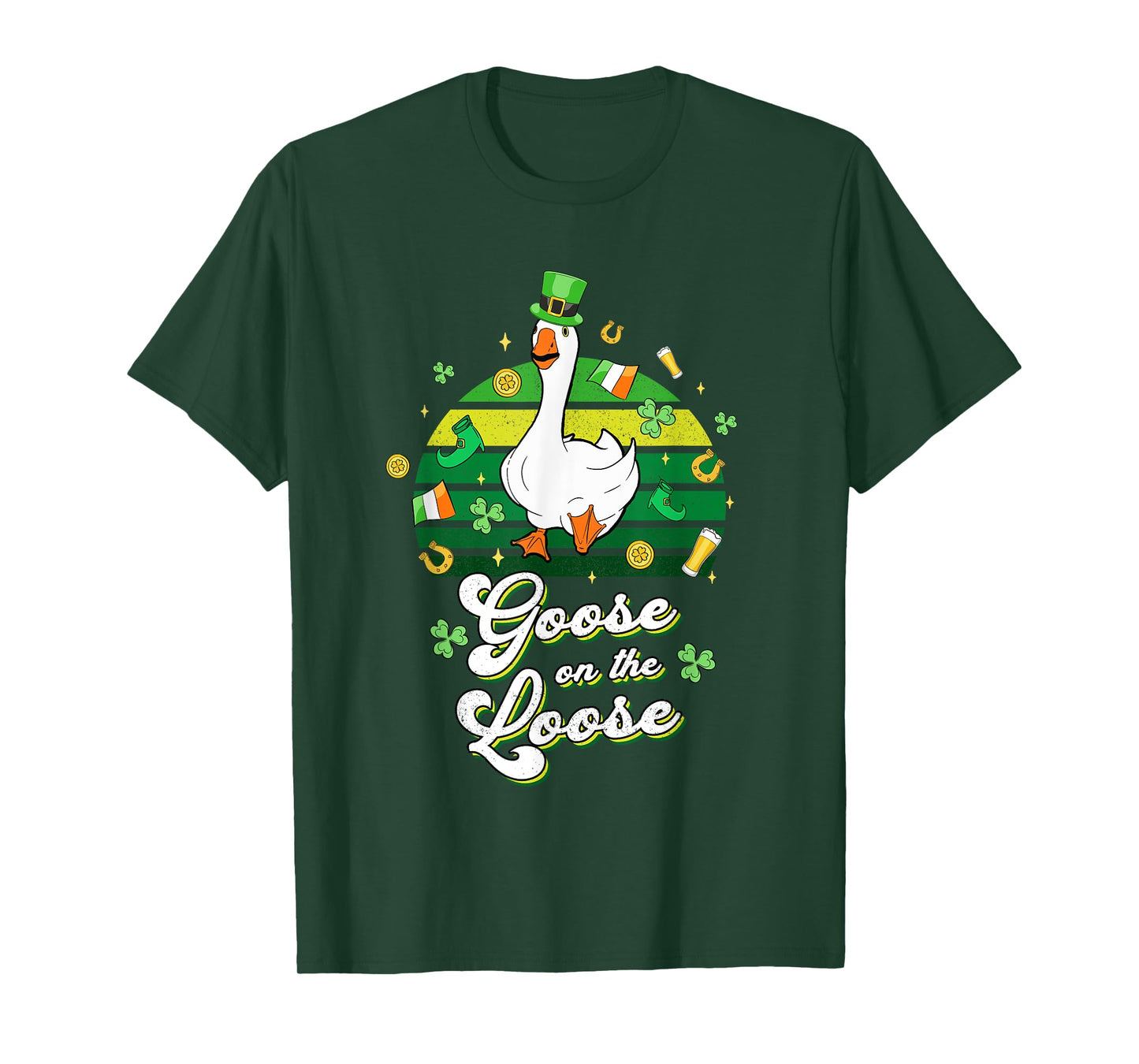 Goose On The Loose Funny St Patrick's Day Silly Goose Bird T-Shirt