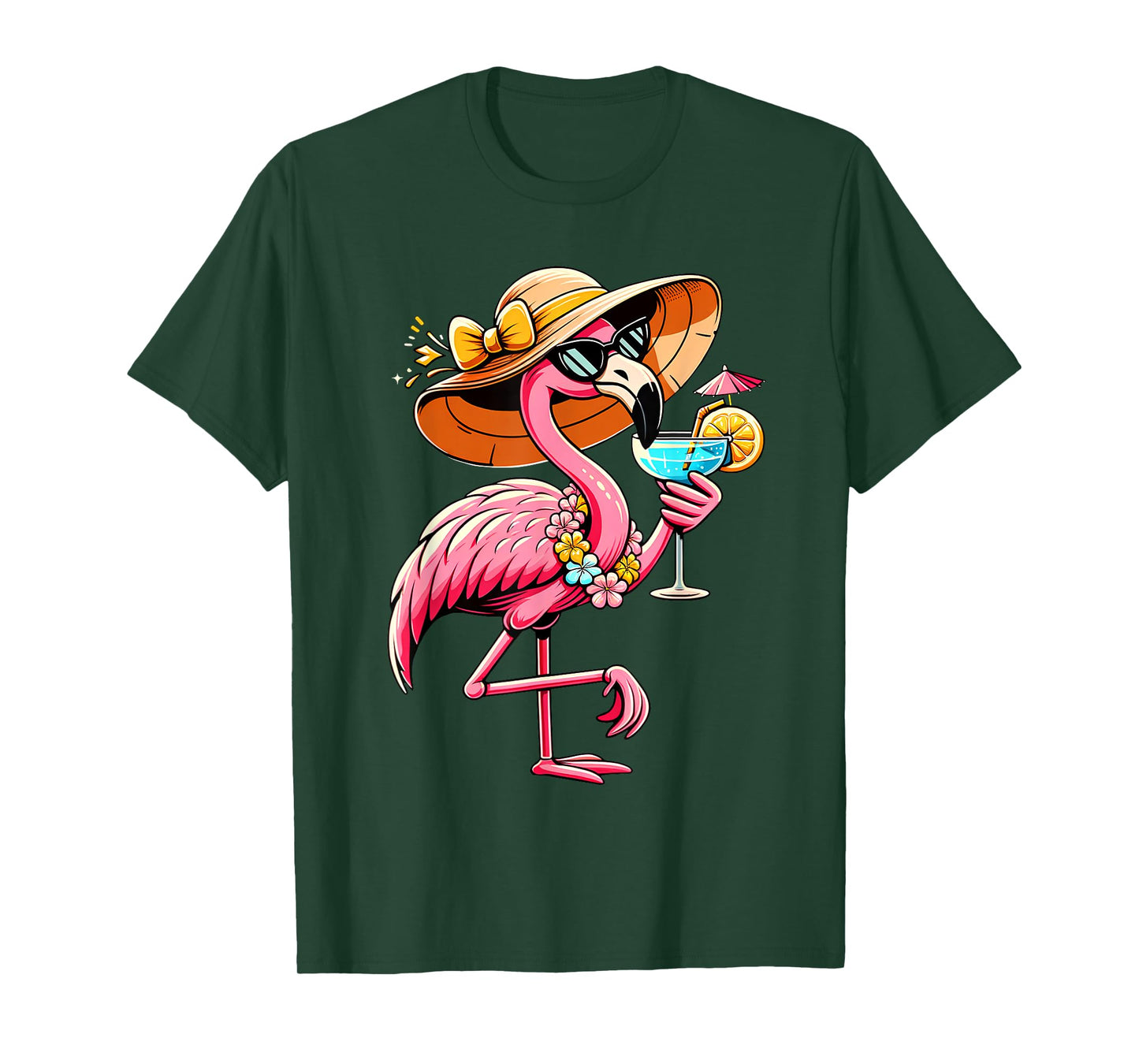 Funny Flamingo Hawaiian Summer Tropical Luau Women Girls Kid T-Shirt