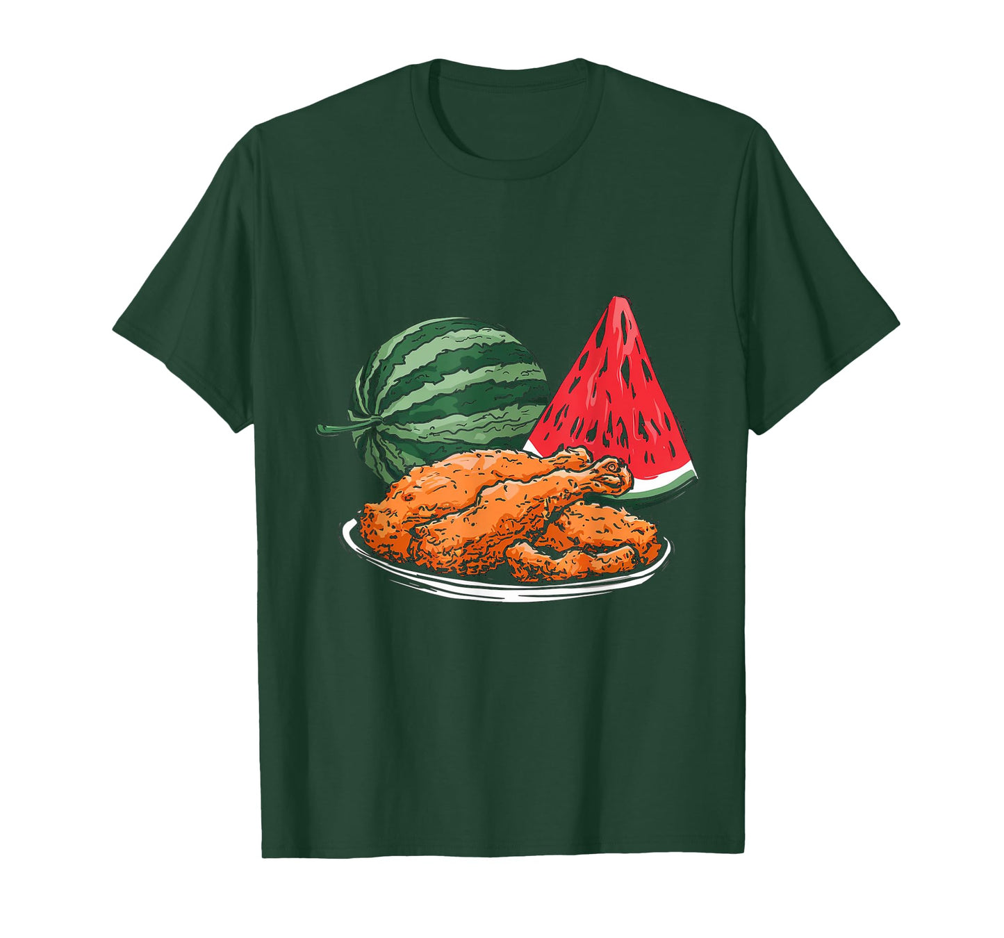 Fried Chicken And Watermelon Fruit Summer Men Women Girls T-Shirt