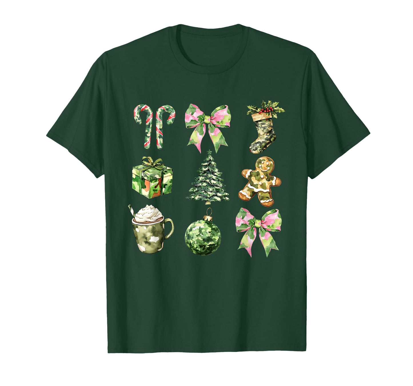 Camo Print Christmas Trees With Camouflage Print Xmas T-Shirt