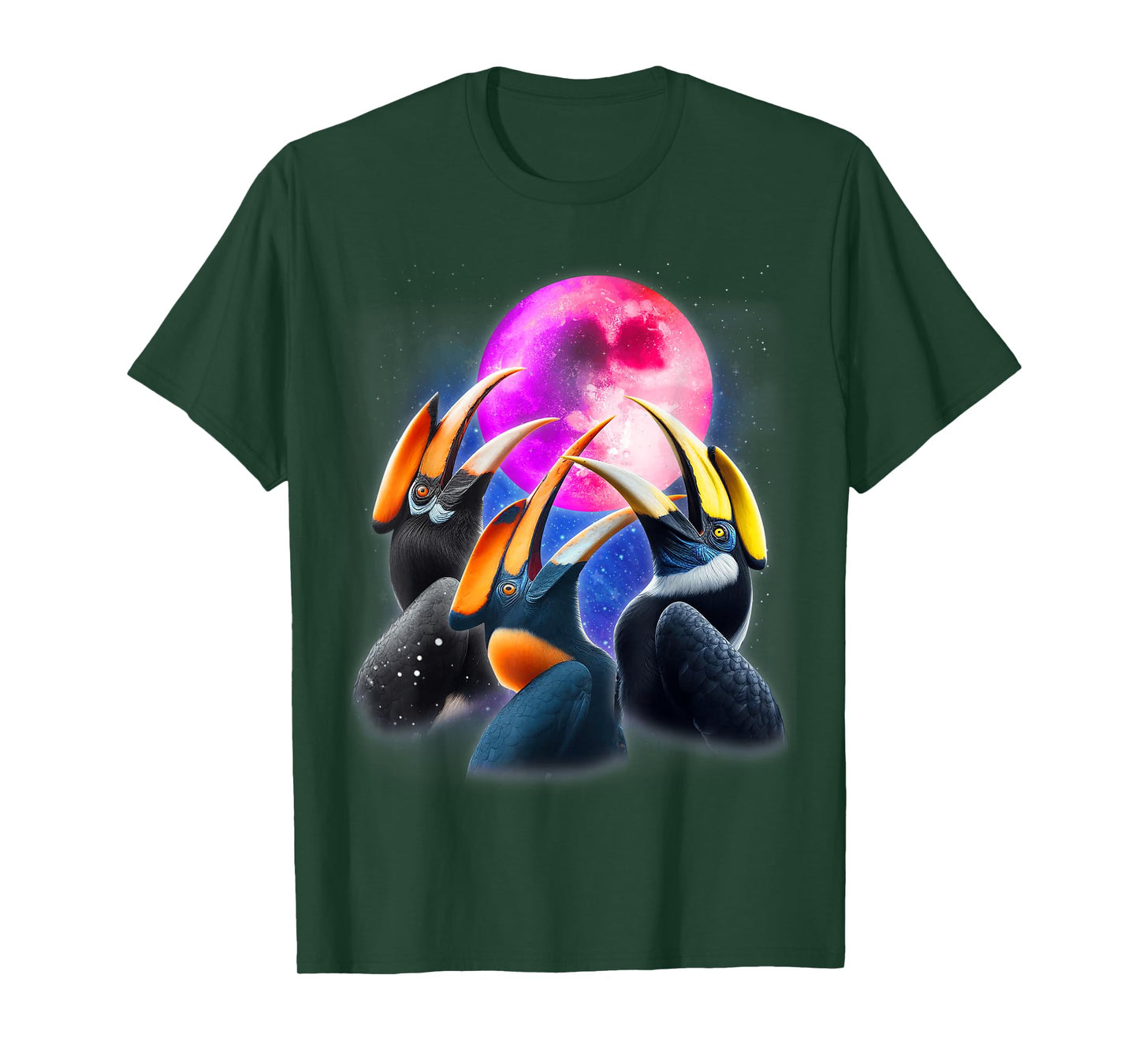 3 Hornbills Howling At The Moon Funny Hornbill Bird Lover T-Shirt