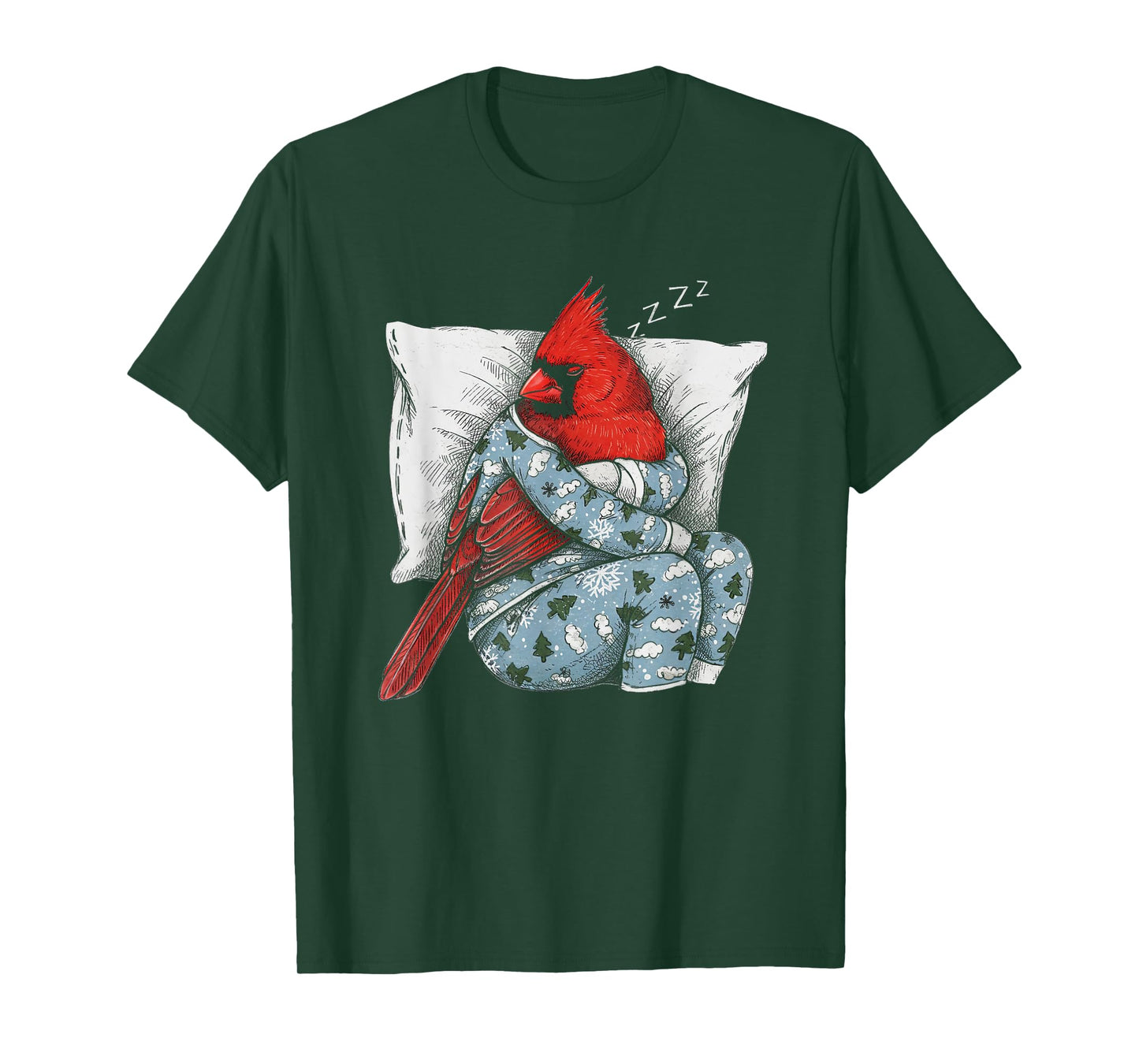 Funny Sleepy Cardinal Bird Pajama Women Men Boys And Girls T-Shirt