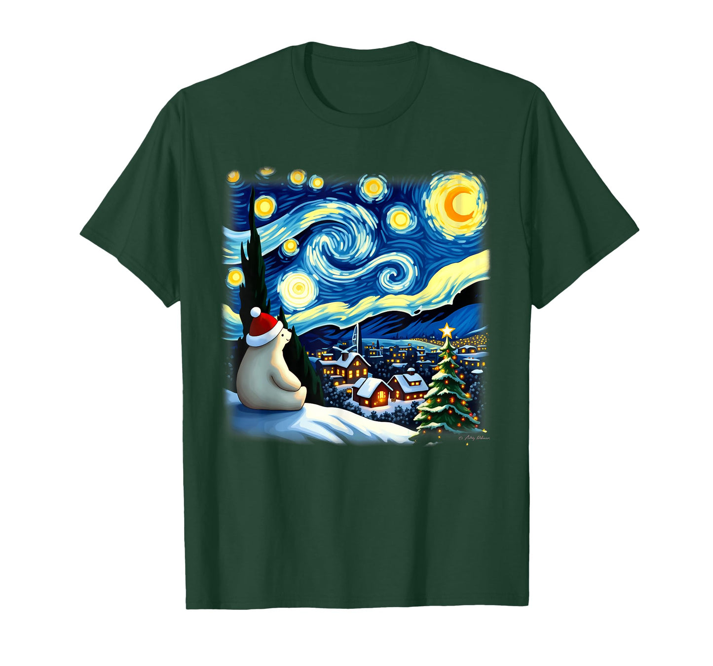 Christmas Polar Bear Starry Night T-Shirt