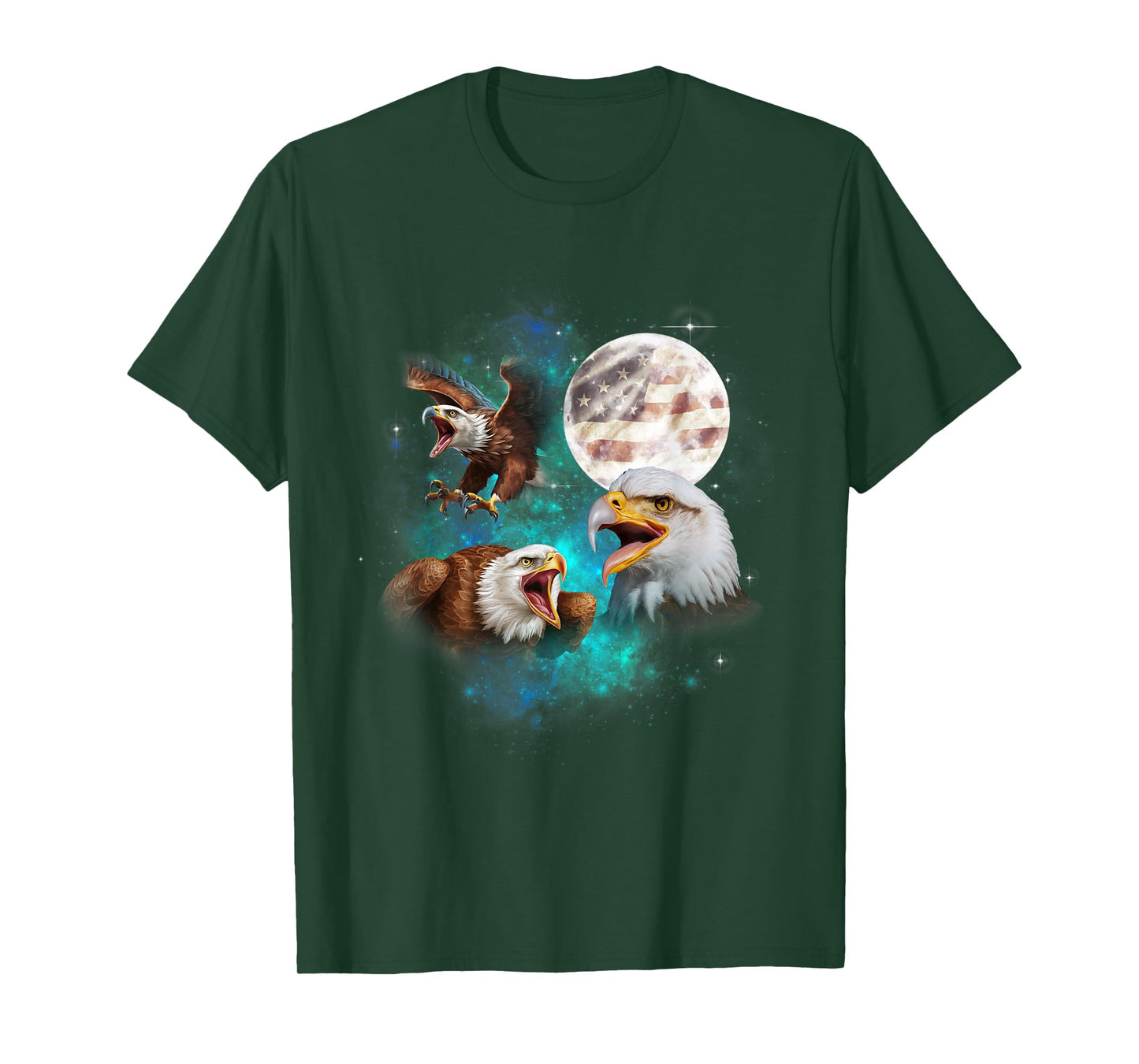 Bald Eagle USA flag American Flag Howl At Moon 4th of July T-Shirt