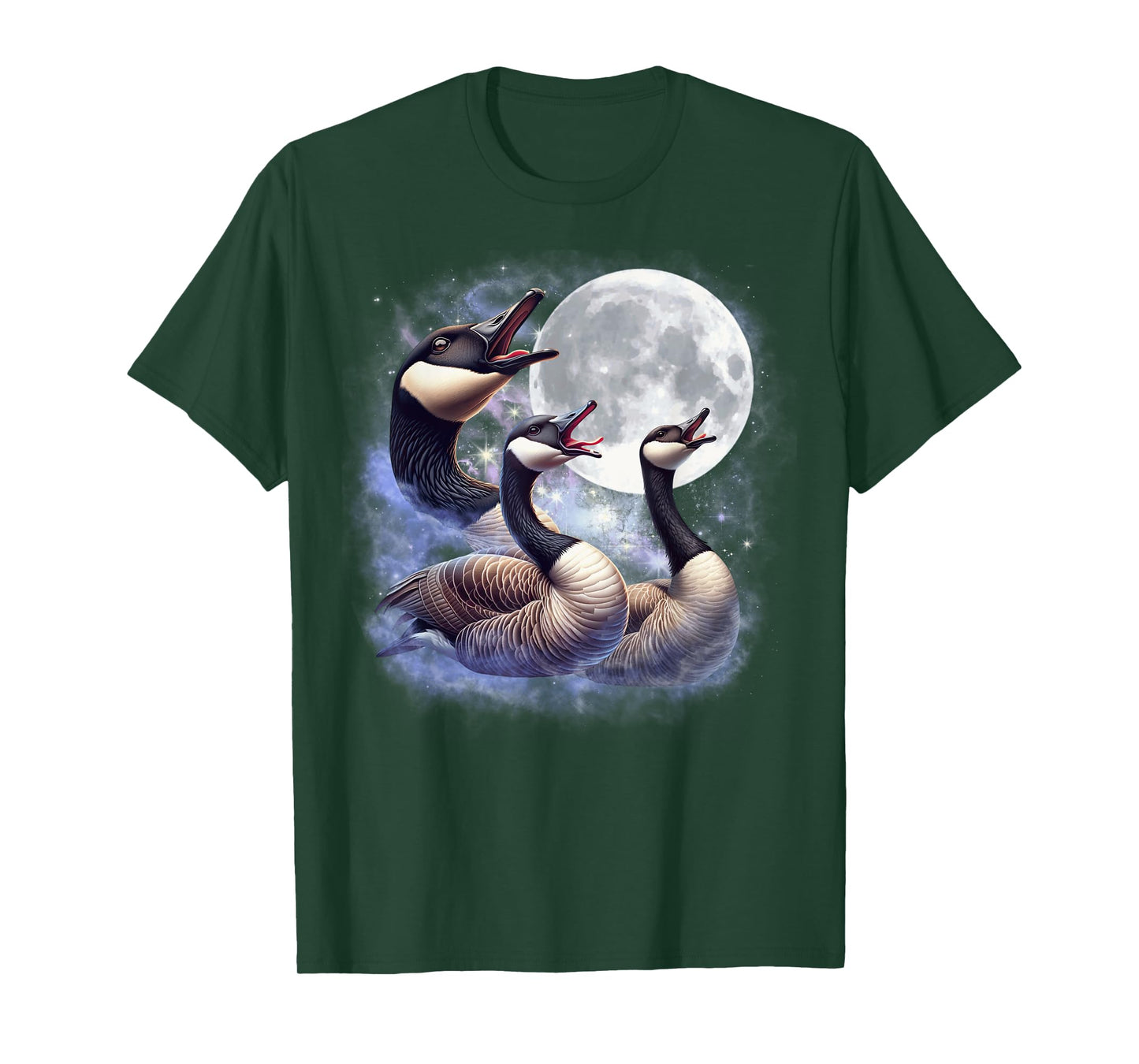 Three Geese Moon Funny Goose Howling Wolfs Moon Parody T-Shirt