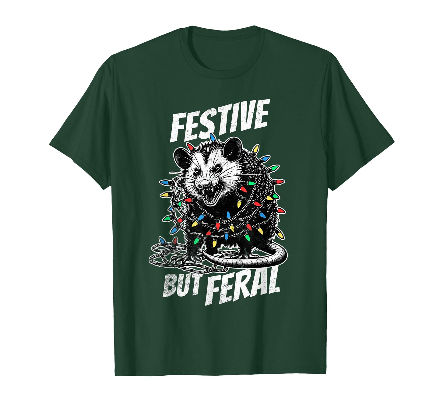 Sorry Santa I've Been Feral Festive Christmas Opossum T-Shirt