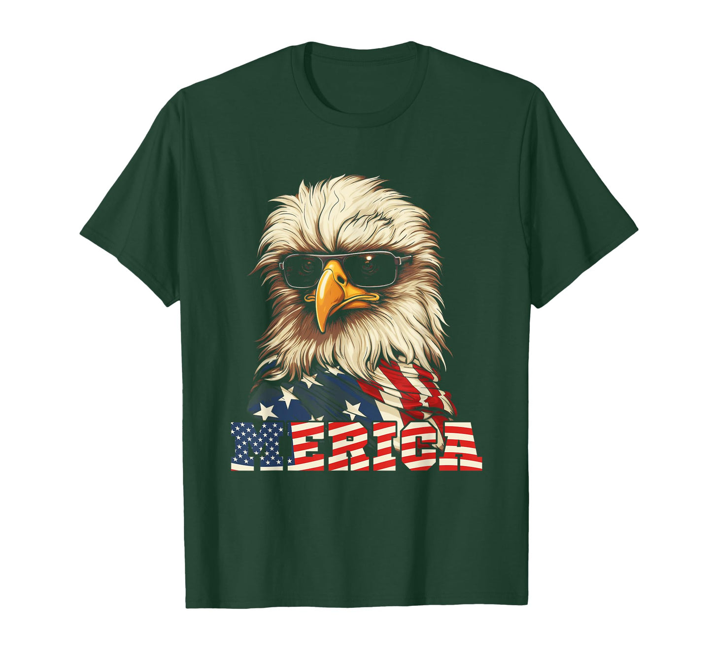 Merica USA American Flag Patriotic 4th of July Bald Eagle T-Shirt