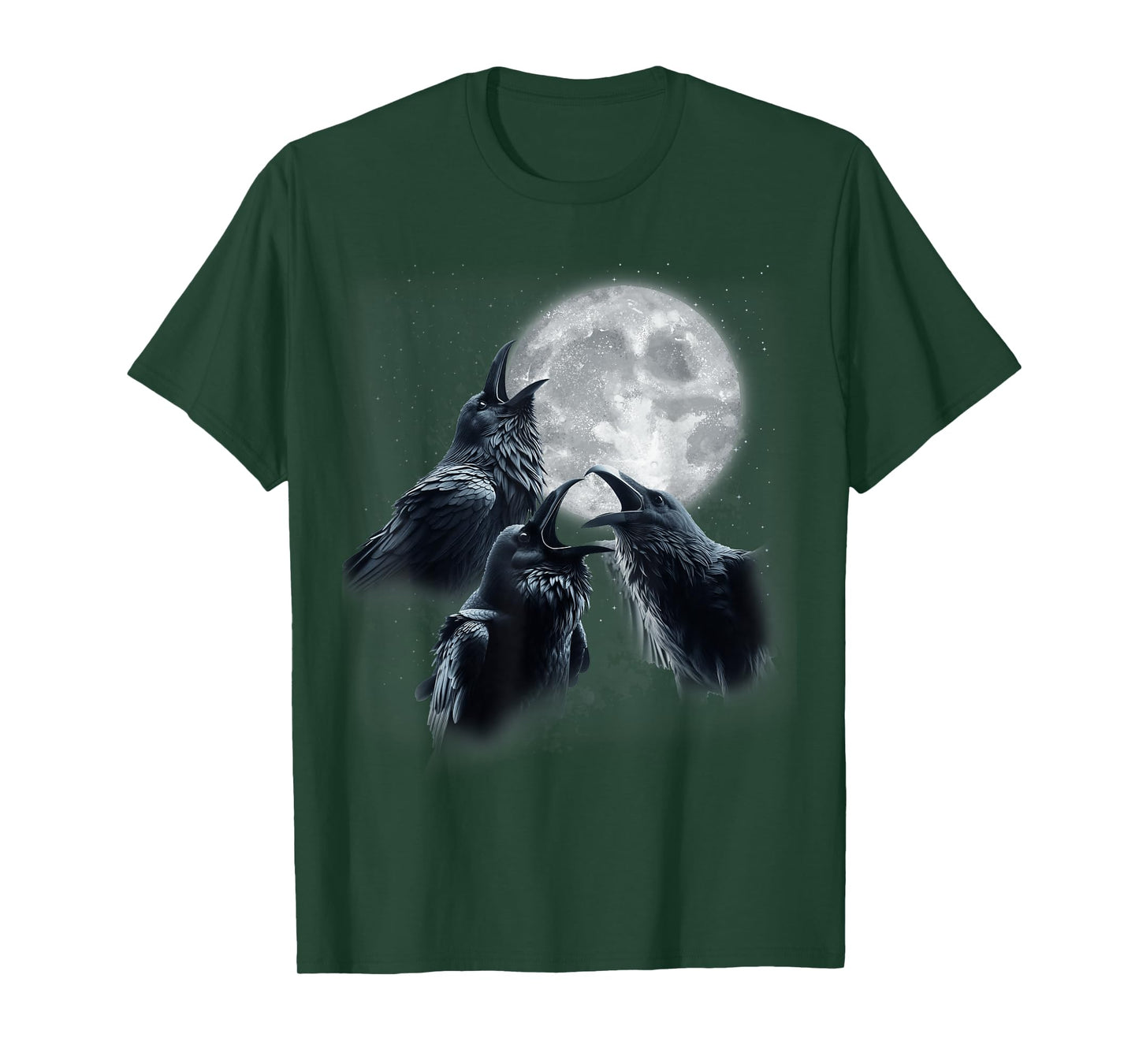 3 Black Raven Howling At The Moon Funny Crow Raven Bird Kids T-Shirt