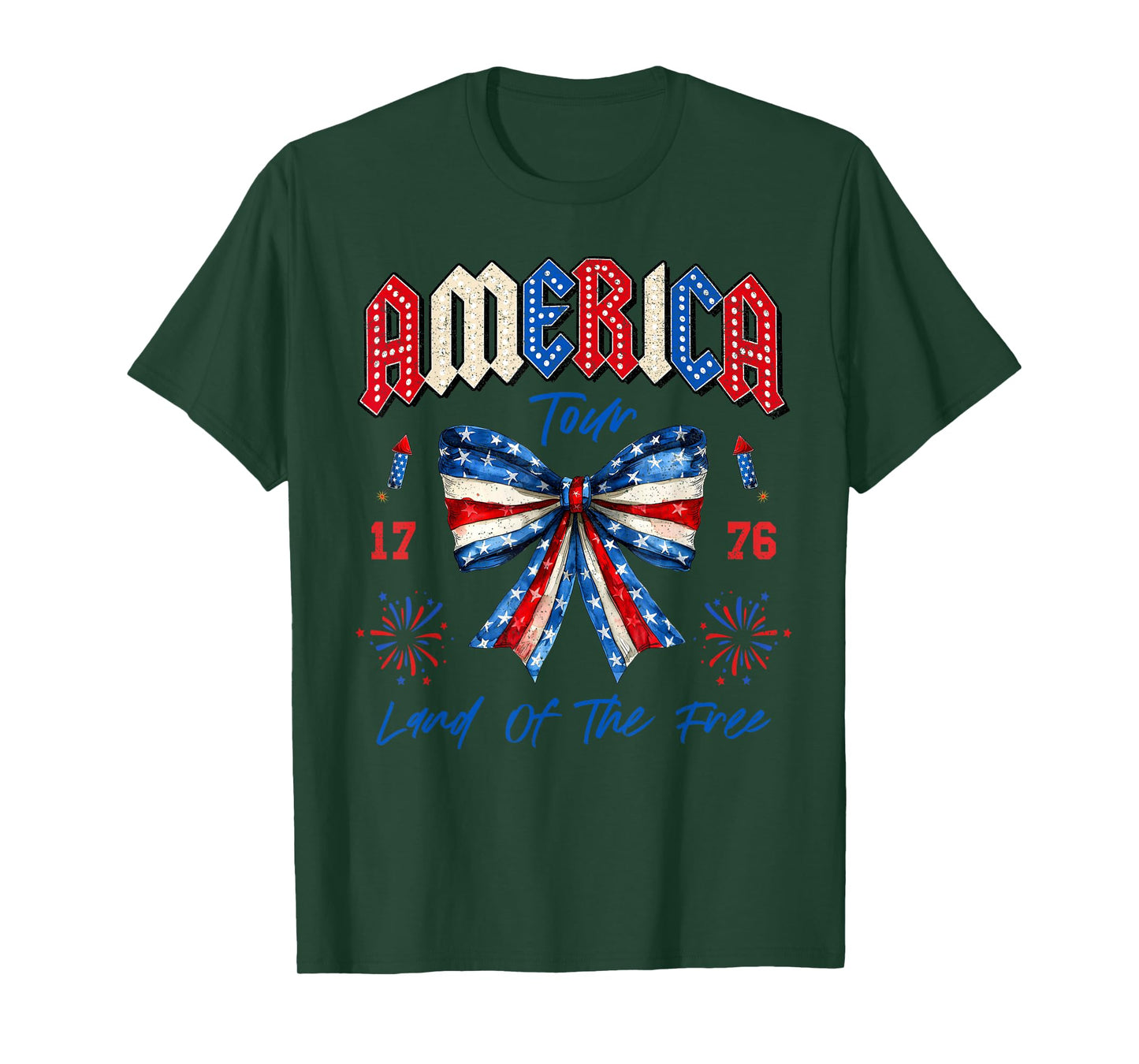 America Tour 1776 Coquette Bow Freedom Patriotic 4th Of July T-Shirt