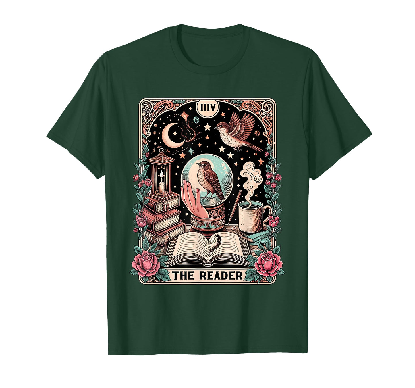 The Reader Tarot Card Shirt Funny Bird Book Lover Bookworm T-Shirt
