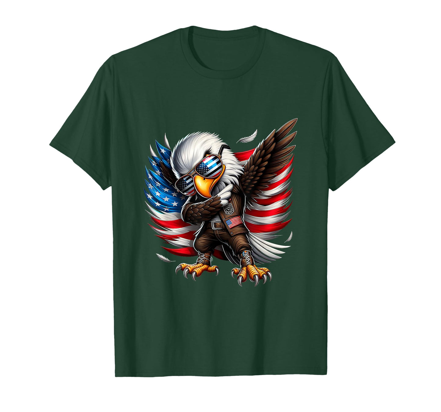 American Flag Bald Eagle Dab Funny Patriotic 4th of July USA T-Shirt