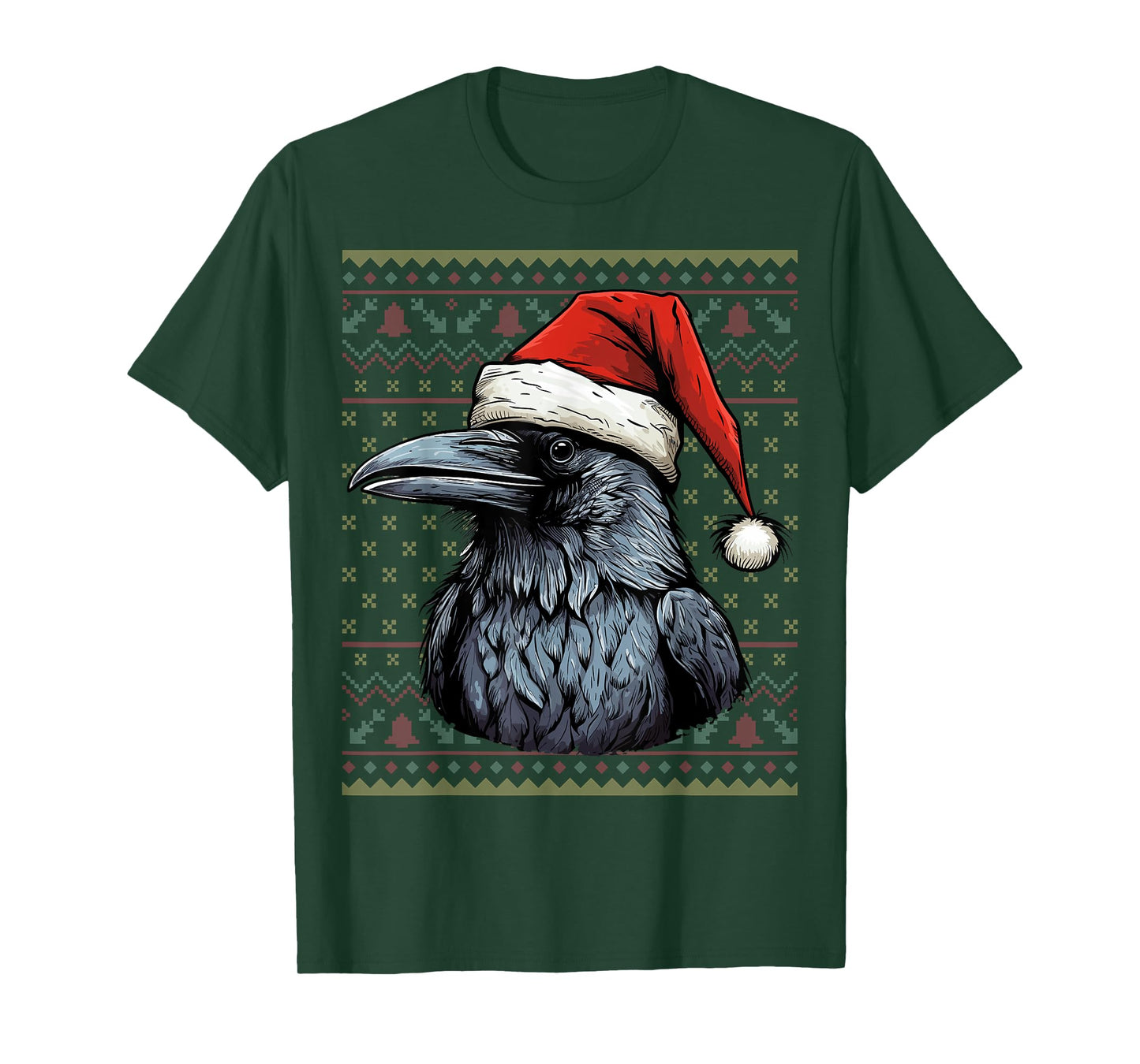 Crow Lover Santa Hat Xmas Holiday Ugly Crow Christmas T-Shirt