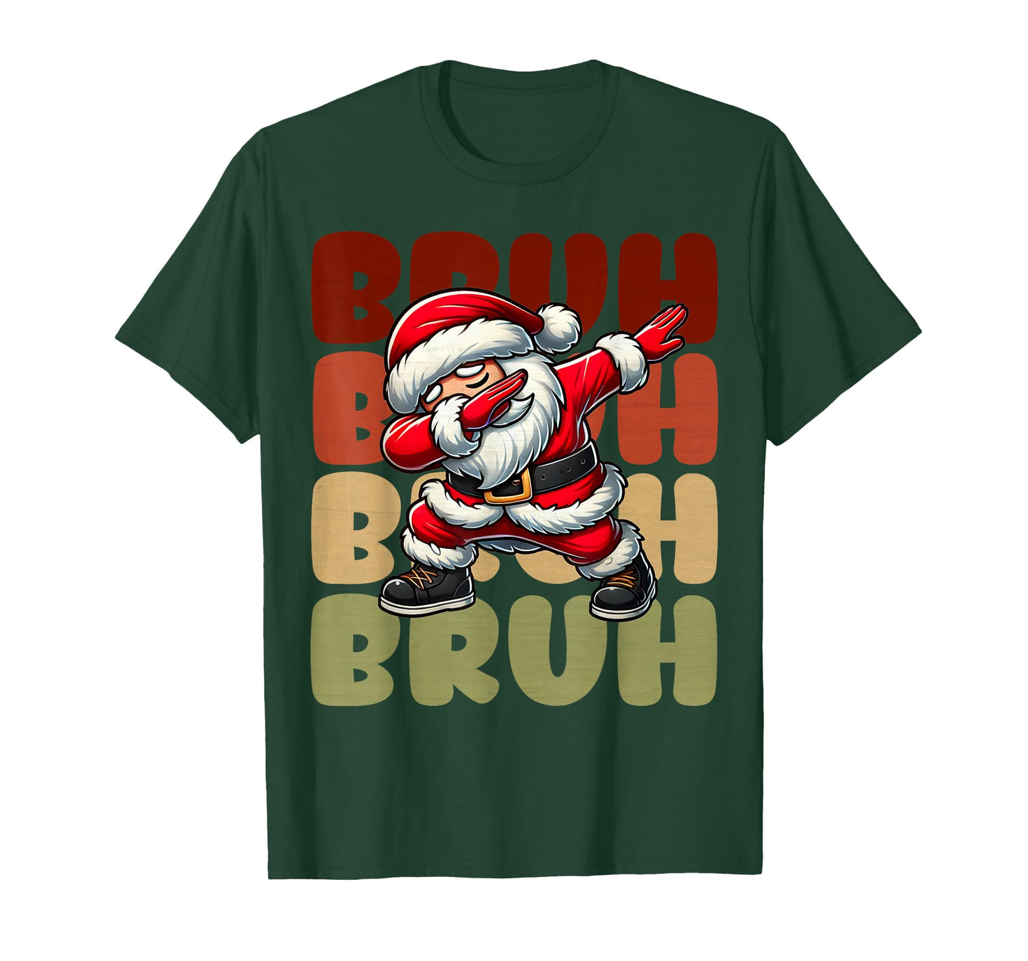 Bruh Christmas Funny Dabbing Santa Claus Kids Boys Xmas T-Shirt