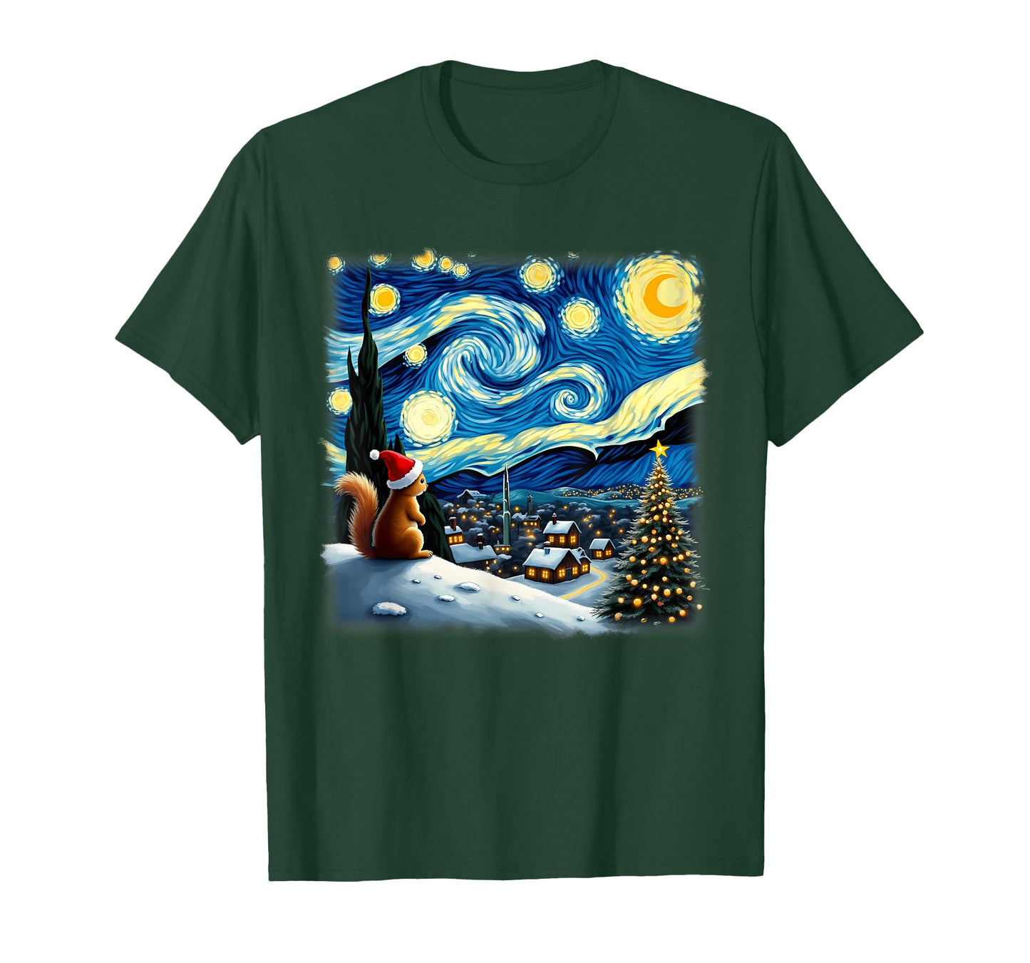 Christmas Squirrel Starry Night T-Shirt