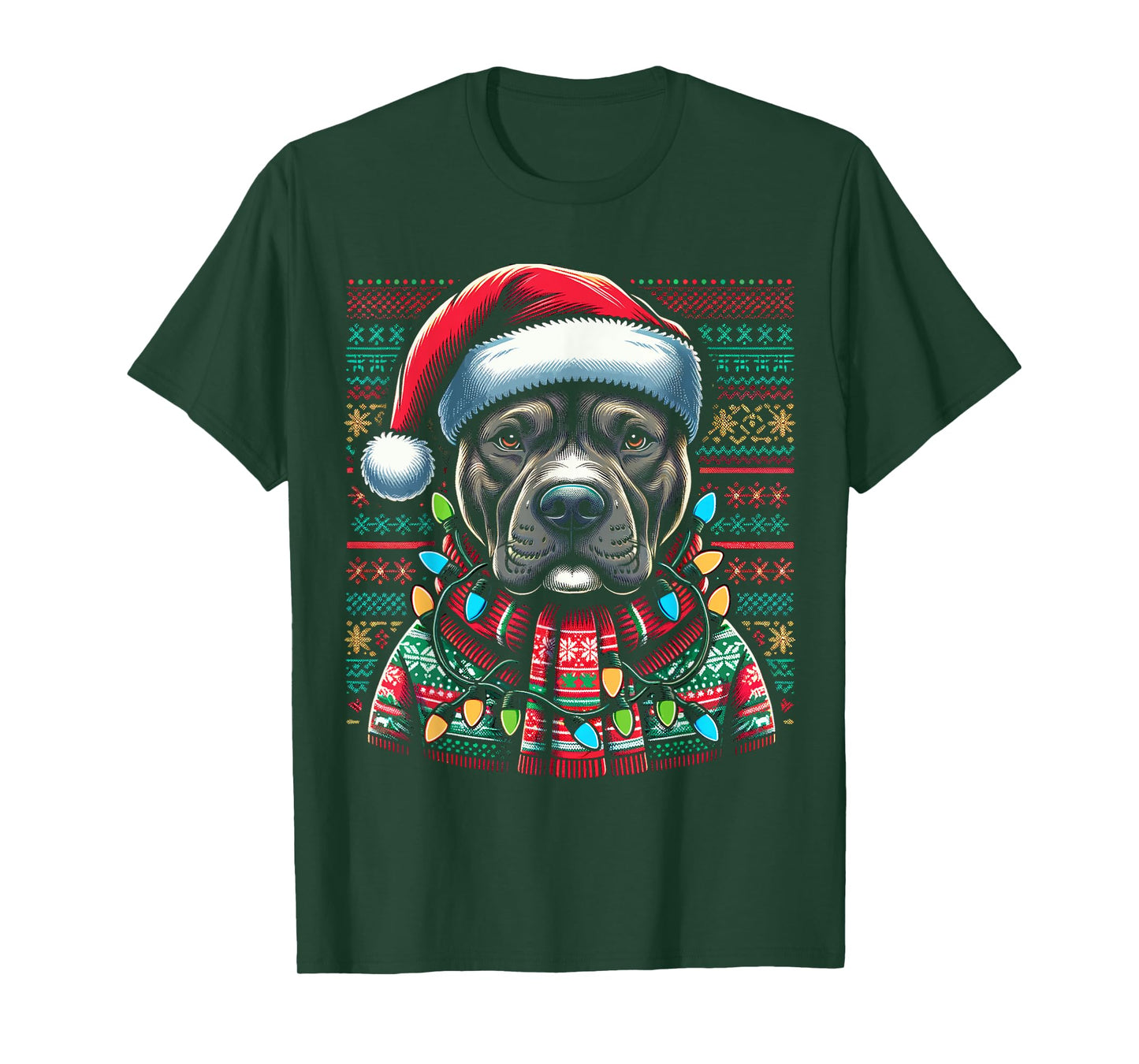 Christmas Pit bull Xmas Pit Bull Mom Dog Lover Santa Womens T-Shirt