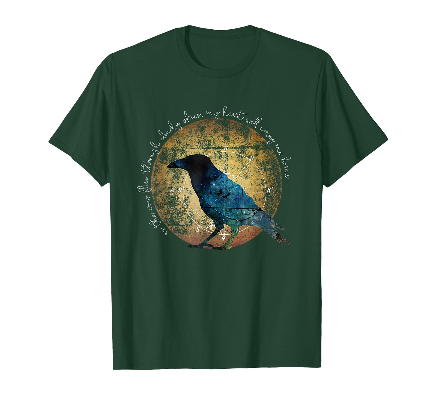 Crow Shirt - As the Crow Flies - Crow Raven Moon Art T-Shirt T-Shirt