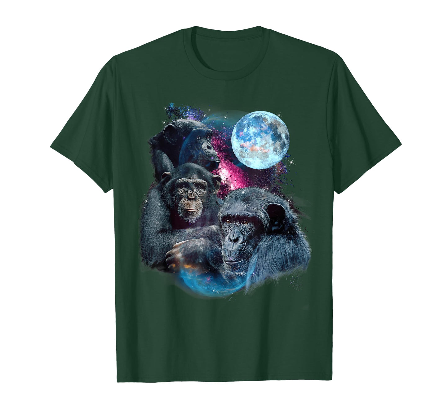 3 Moon Chimpanzee Art Monkey Chimp Ape Animal Lover Novelty T-Shirt