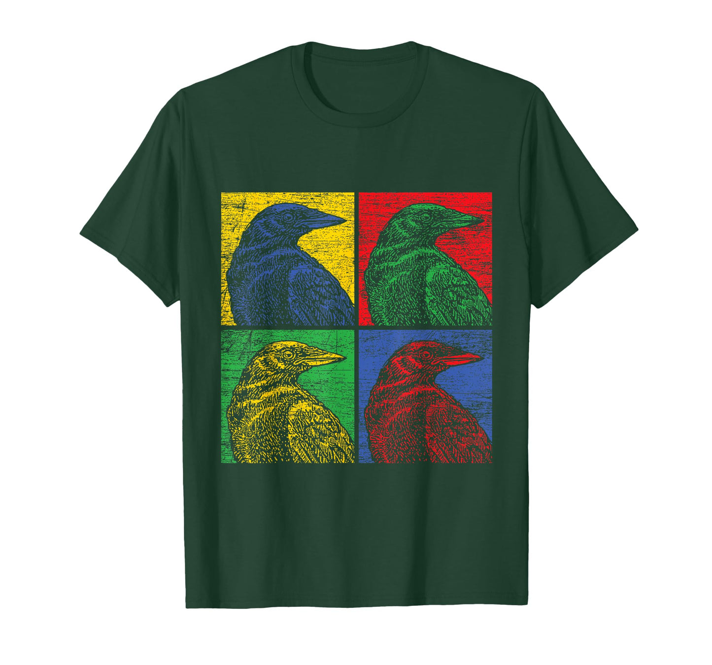 Crow Pop Art T-Shirt Vintage Raven Bird Lover T-Shirt