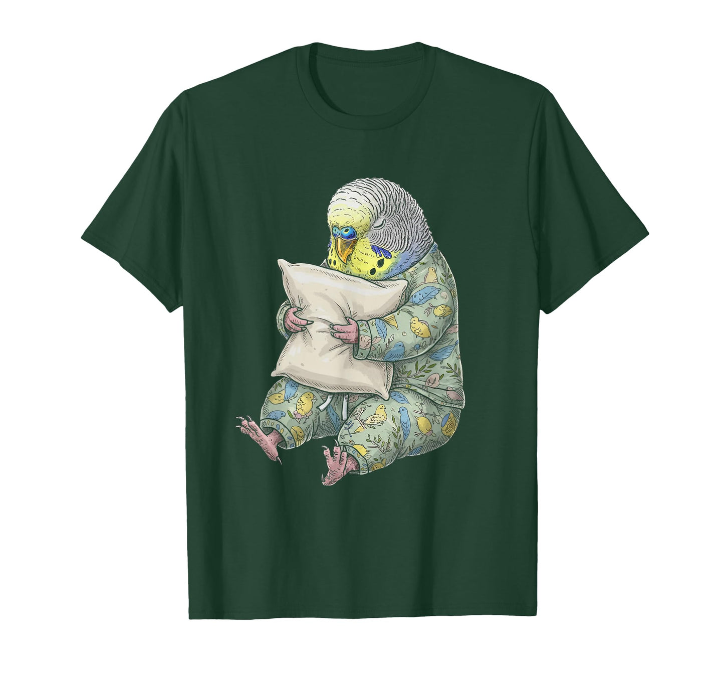Funny Sleepy Budgerigar Budgie Bird Pajama Women Men Kids T-Shirt