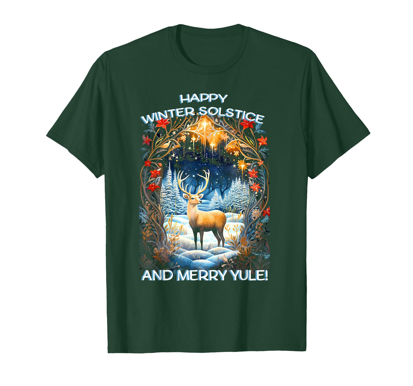 Merry Solstice Happy Yule Christmas Bird Nordic Xmas Graphic T-Shirt