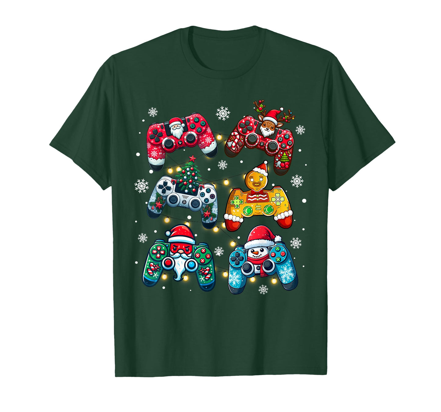 Boys Christmas Shirt Santa Elf Gaming Controllers Gamer Xmas T-Shirt