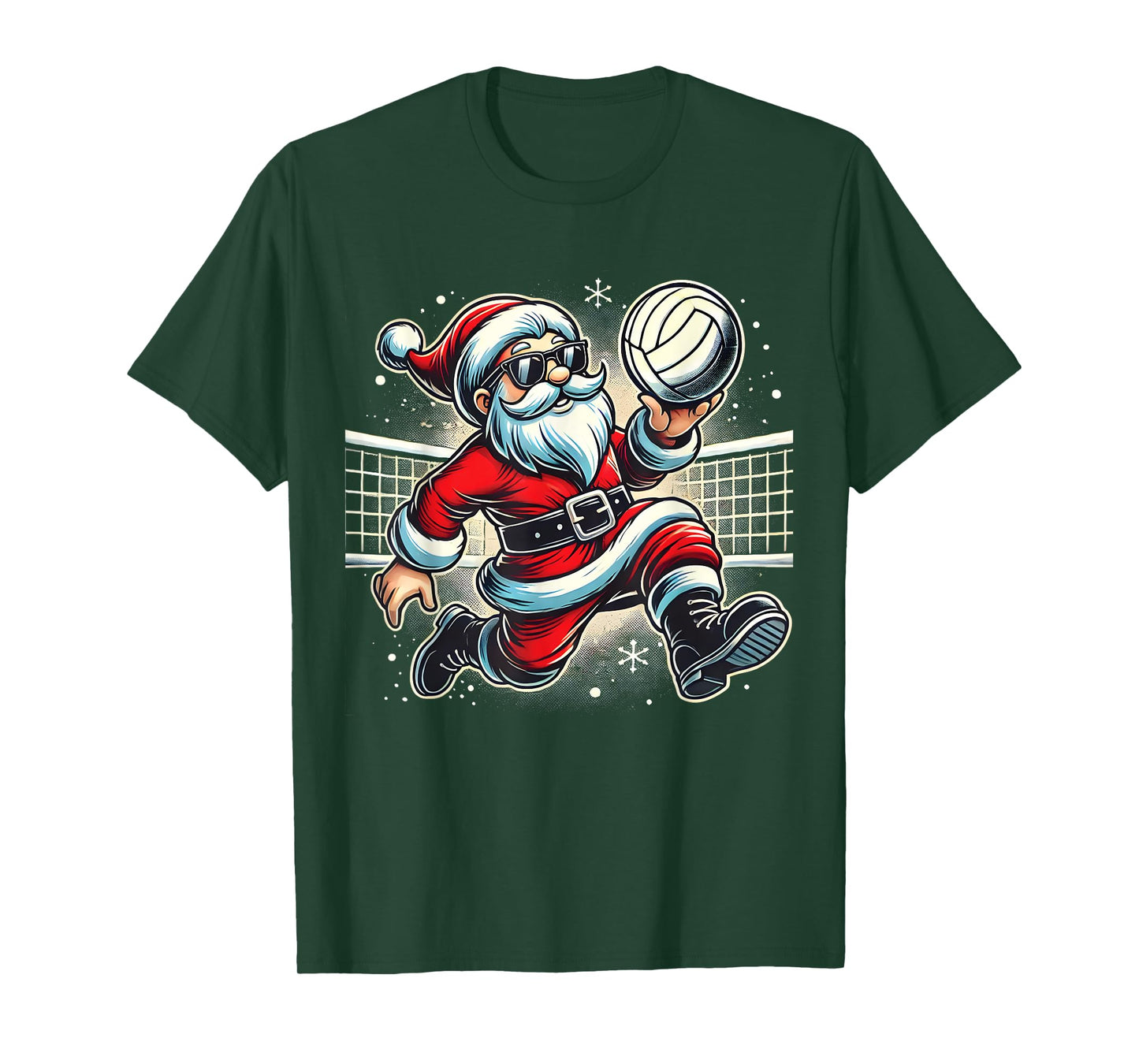 Santa Playing Volleyball Lovers Boys Girls Kids Christmas T-Shirt